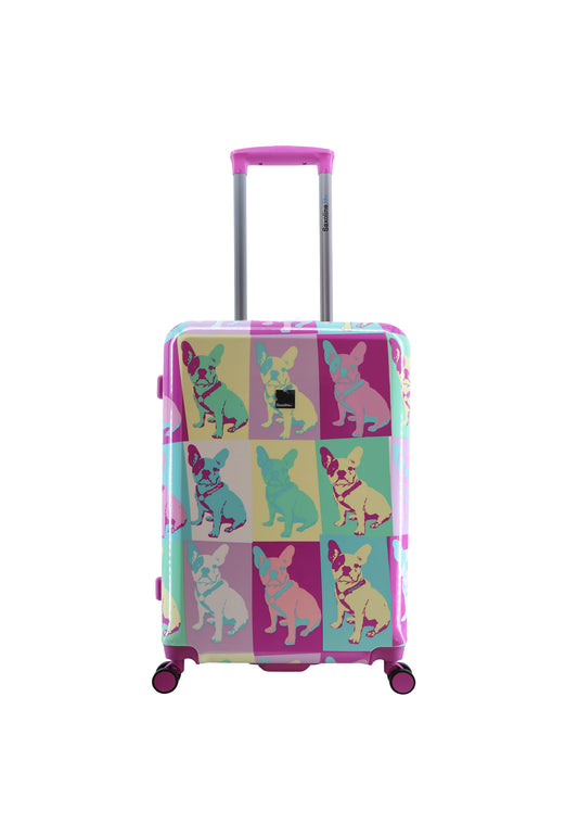 Valise rigide / trolley / valise de voyage Saxoline bleu - 67 cm (moyen) - Bulldog Emotion Print