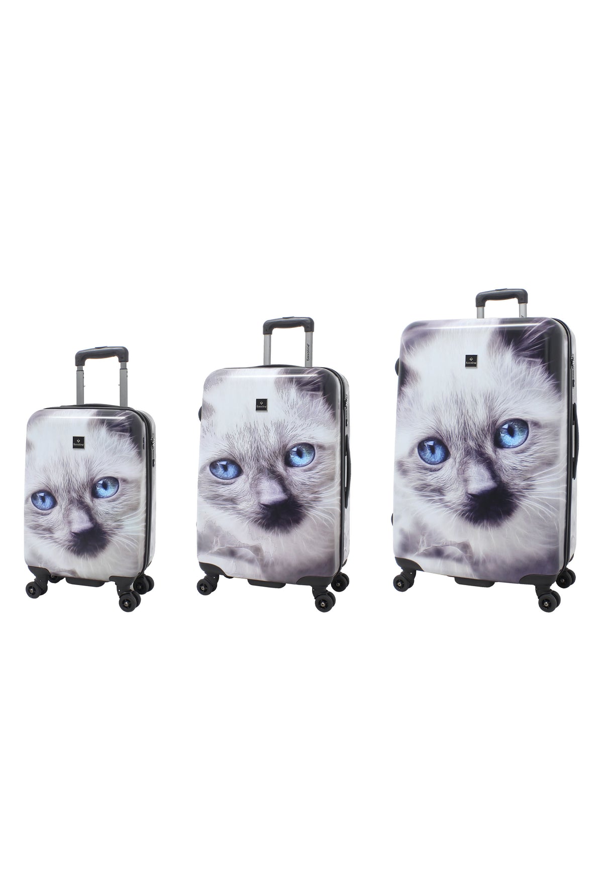 Saxoline Ensemble de valises rigides 3 pièces / Ensemble de valises de voyage / Ensemble de chariots - Imprimé chat blanc