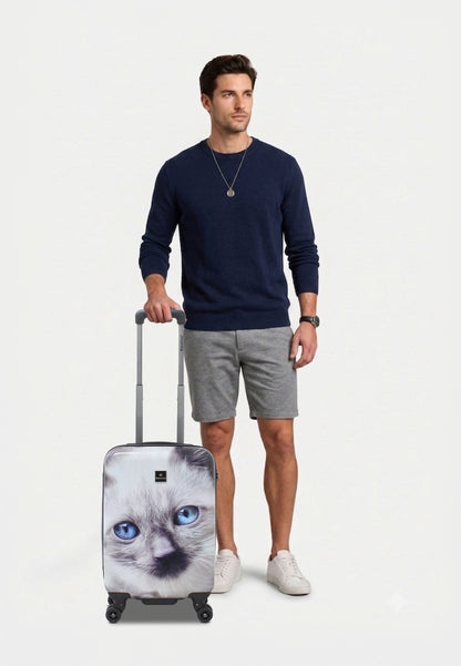 Saxoline harde Handbagage | Trolley met print- 54cm (S) - White Cat – productafbeelding 9