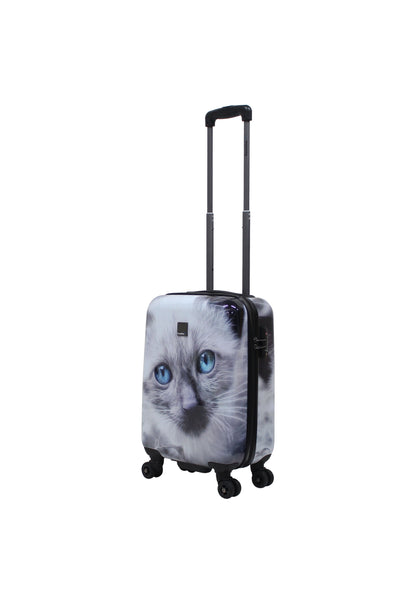 Saxoline harde Handbagage | Trolley met print- 54cm (S) - White Cat