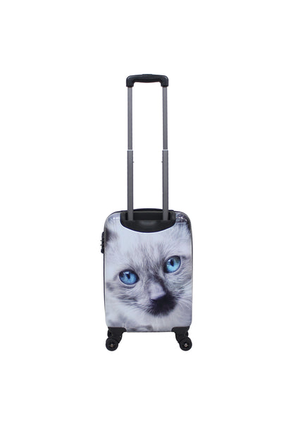 Bagage à main rigide Saxoline | Chariot avec imprimé - 54cm (S) - Chat Blanc