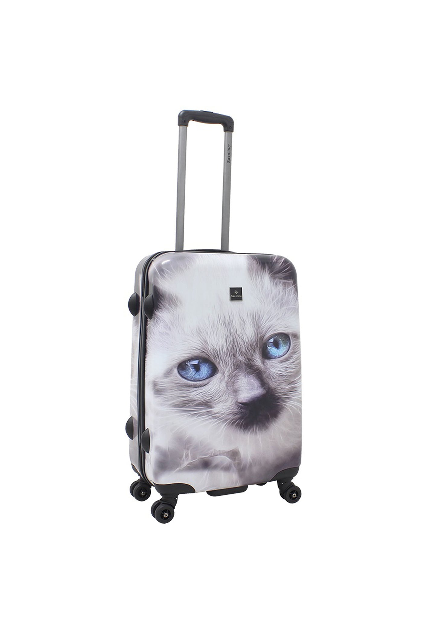 Saxoline Étui Rigide / Trolley / Valise de Voyage - 67 cm (Moyen) - Imprimé Chat Blanc