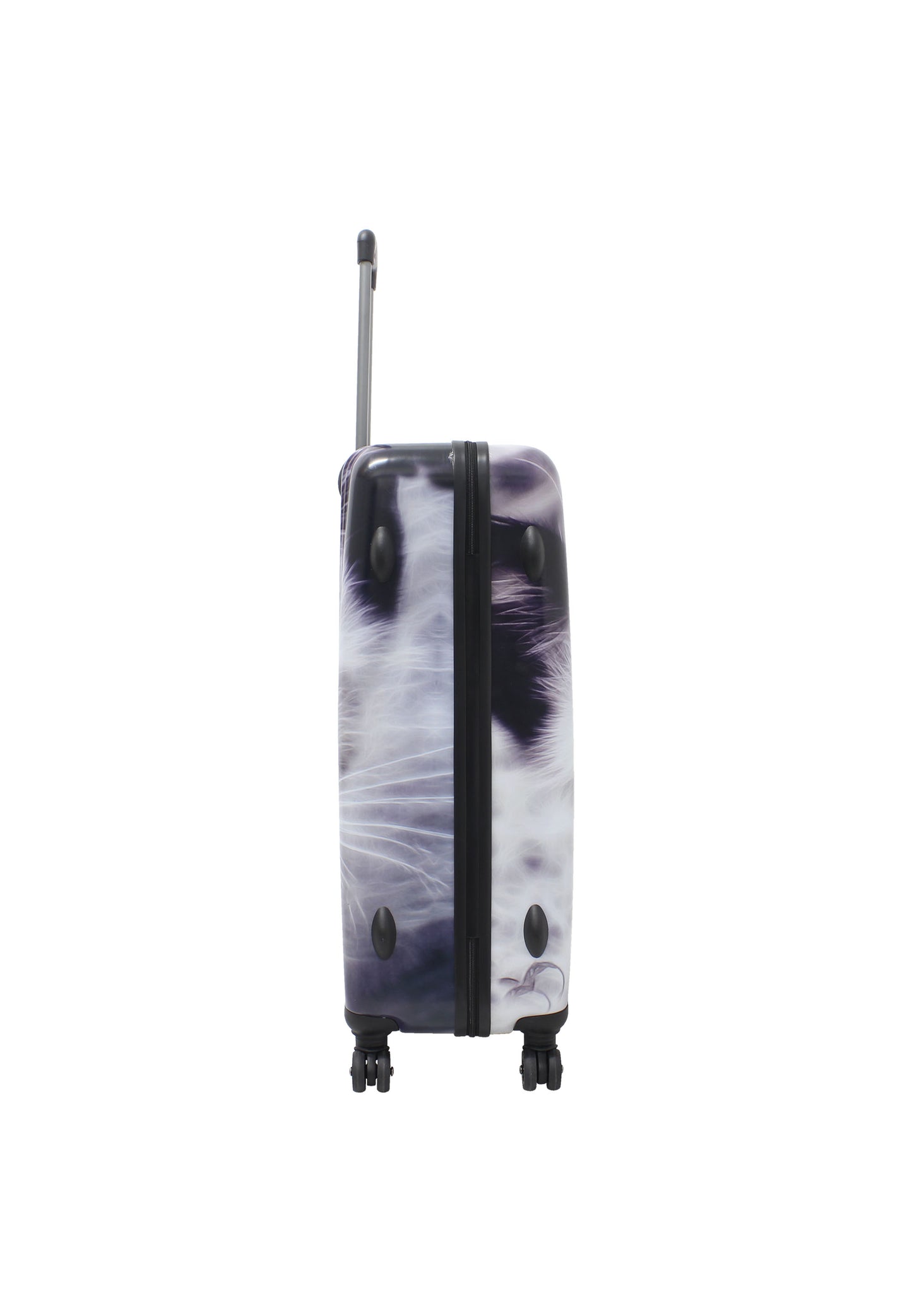 Saxoline White Cat grote harde reiskoffer met grijs-witte kattenprint, tegenovergesteld zijaanzicht