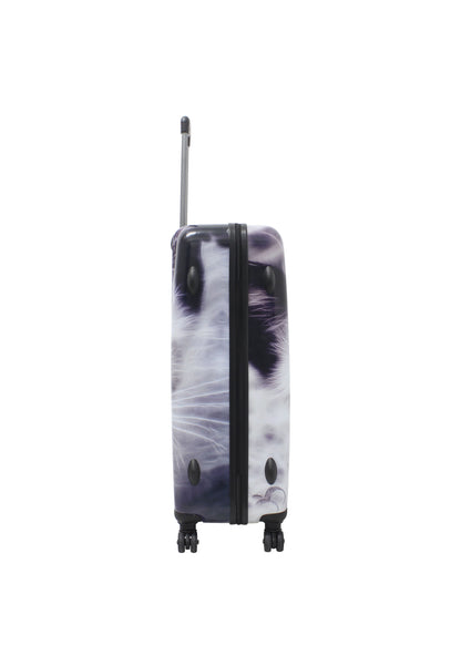 Saxoline White Cat grote harde reiskoffer met grijs-witte kattenprint, tegenovergesteld zijaanzicht