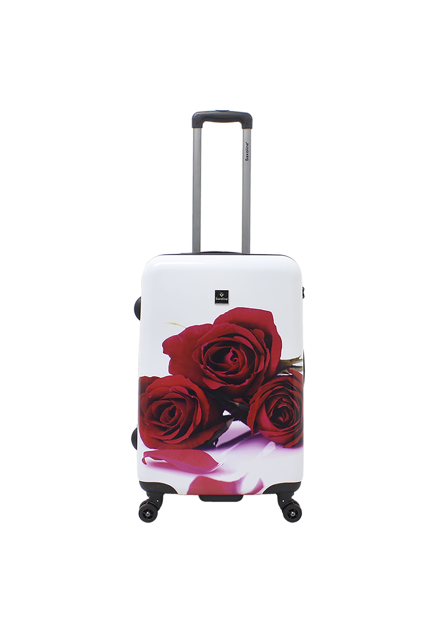 Saxoline Étui Rigide / Trolley / Valise de Voyage - 67 cm (Moyen) - Imprimé Roses Rouges