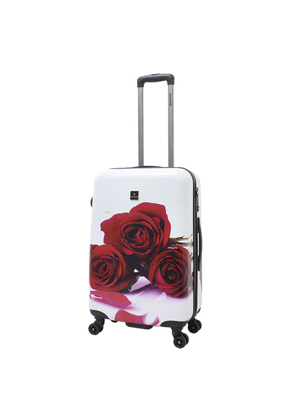 Saxoline Étui Rigide / Trolley / Valise de Voyage - 67 cm (Moyen) - Imprimé Roses Rouges