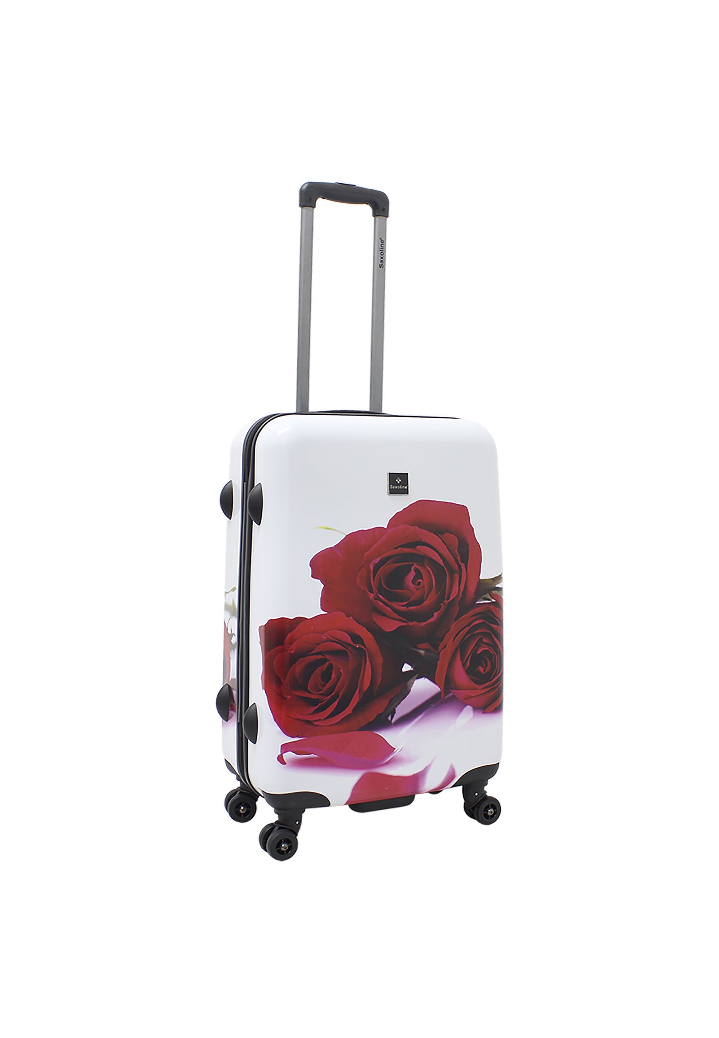 Saxoline Étui Rigide / Trolley / Valise de Voyage - 67 cm (Moyen) - Imprimé Roses Rouges