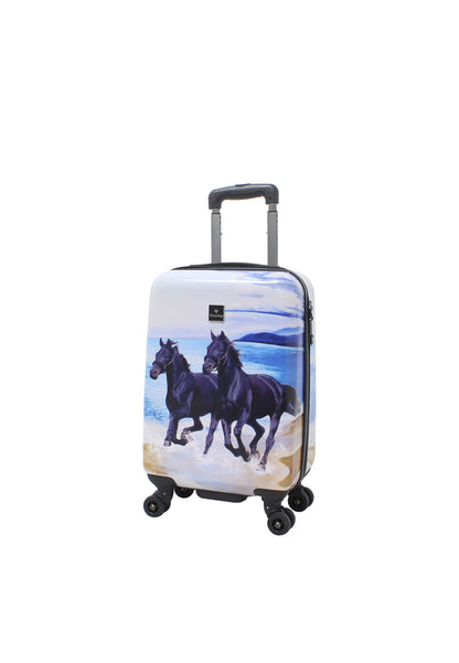 Saxoline Ensemble de valises rigides 3 pièces / Ensemble de valises de voyage / Ensemble de chariots - Imprimé cheval noir
