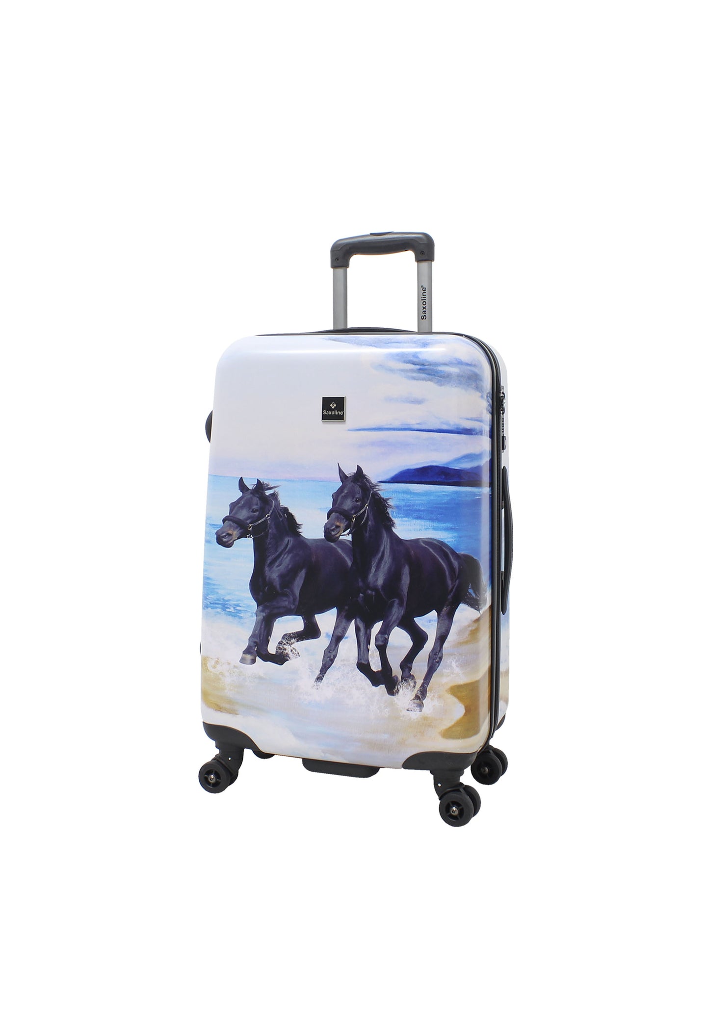 Saxoline Ensemble de valises rigides 3 pièces / Ensemble de valises de voyage / Ensemble de chariots - Imprimé cheval noir