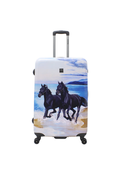 Saxoline Ensemble de valises rigides 3 pièces / Ensemble de valises de voyage / Ensemble de chariots - Imprimé cheval noir
