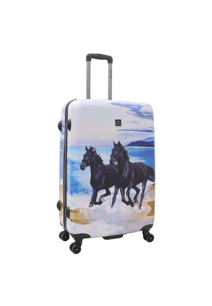 Saxoline Ensemble de valises rigides 3 pièces / Ensemble de valises de voyage / Ensemble de chariots - Imprimé cheval noir