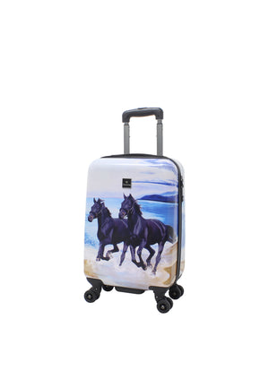 Valise rigide pour bagage à main Saxoline / Trolley / Valise de voyage - 54 cm (Petite) - Imprimé cheval noir