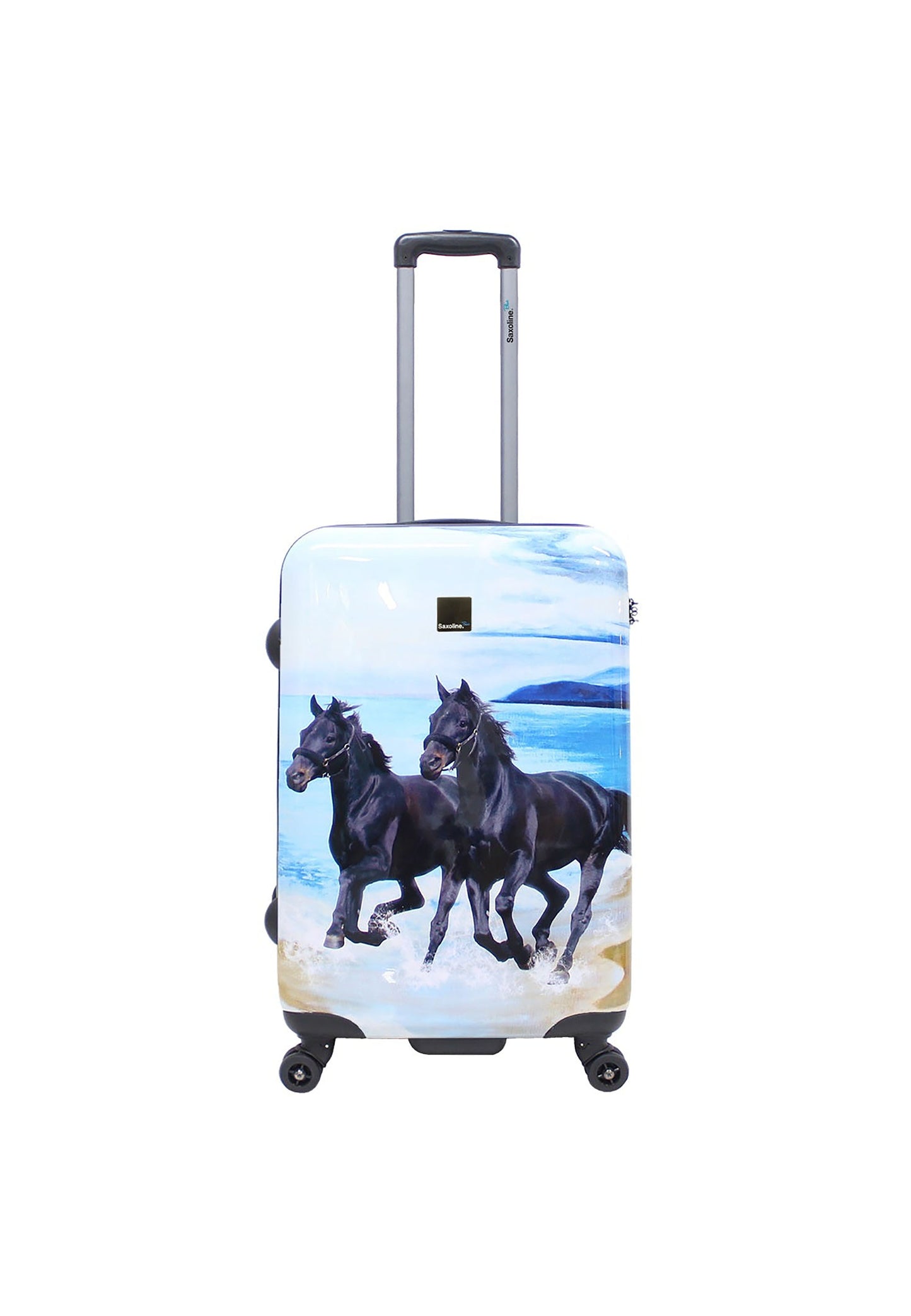 Saxoline Étui Rigide / Trolley / Étui de Voyage - 67 cm (Moyen) - Imprimé Cheval Noir