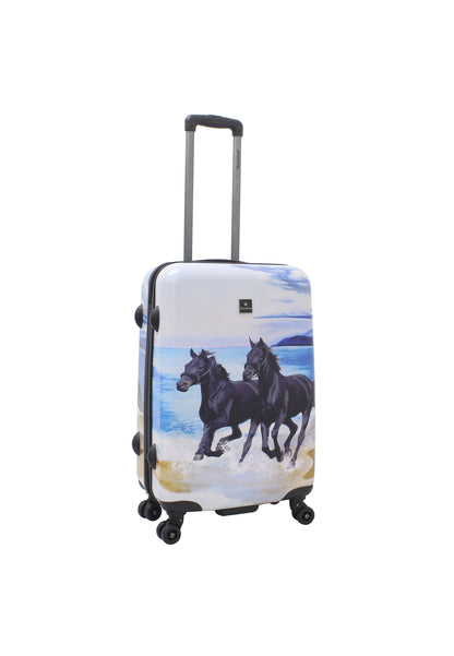 Saxoline Étui Rigide / Trolley / Étui de Voyage - 67 cm (Moyen) - Imprimé Cheval Noir