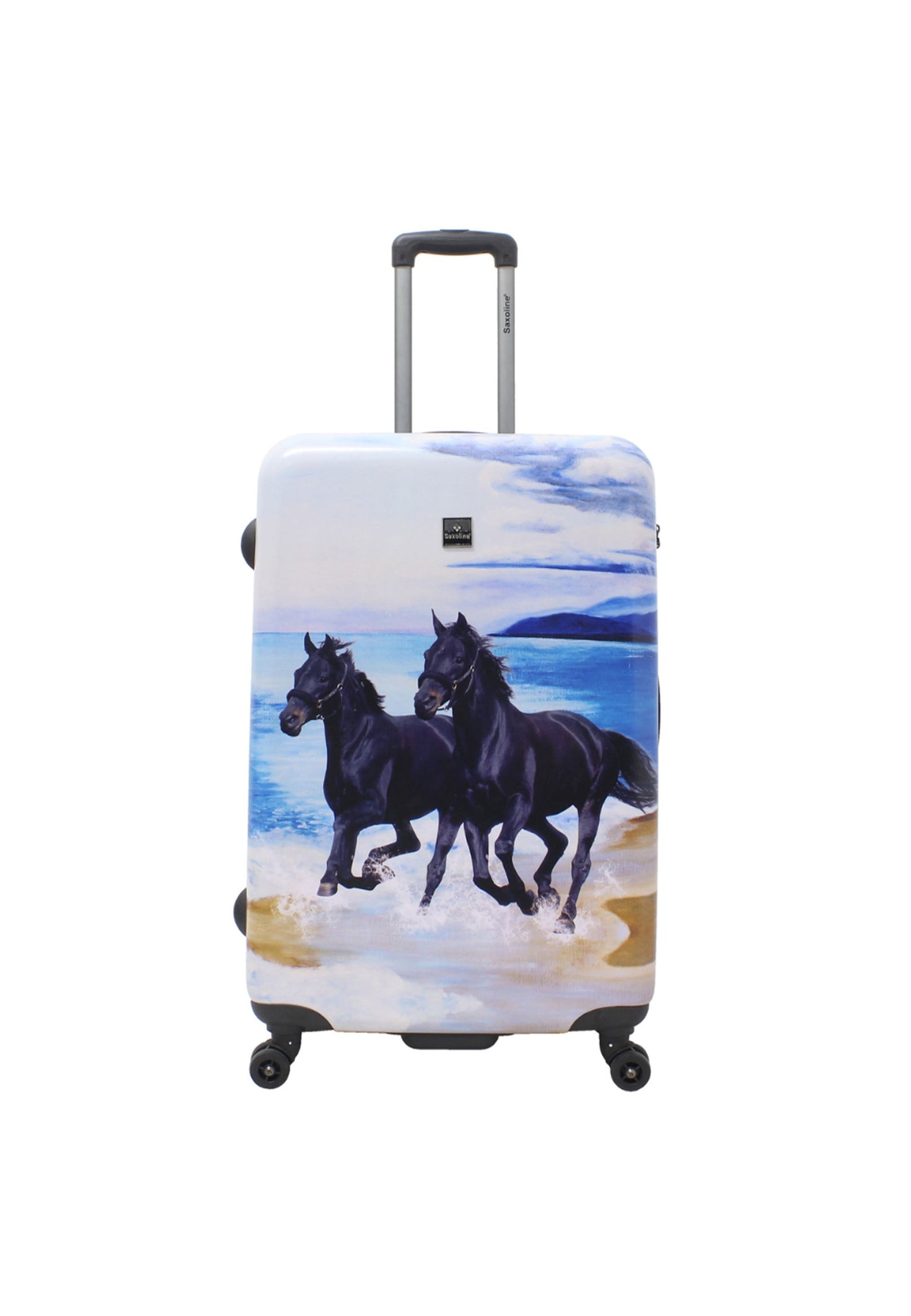 Saxoline Étui Rigide / Trolley / Valise de Voyage - 77 cm (Large) - Imprimé Cheval Noir