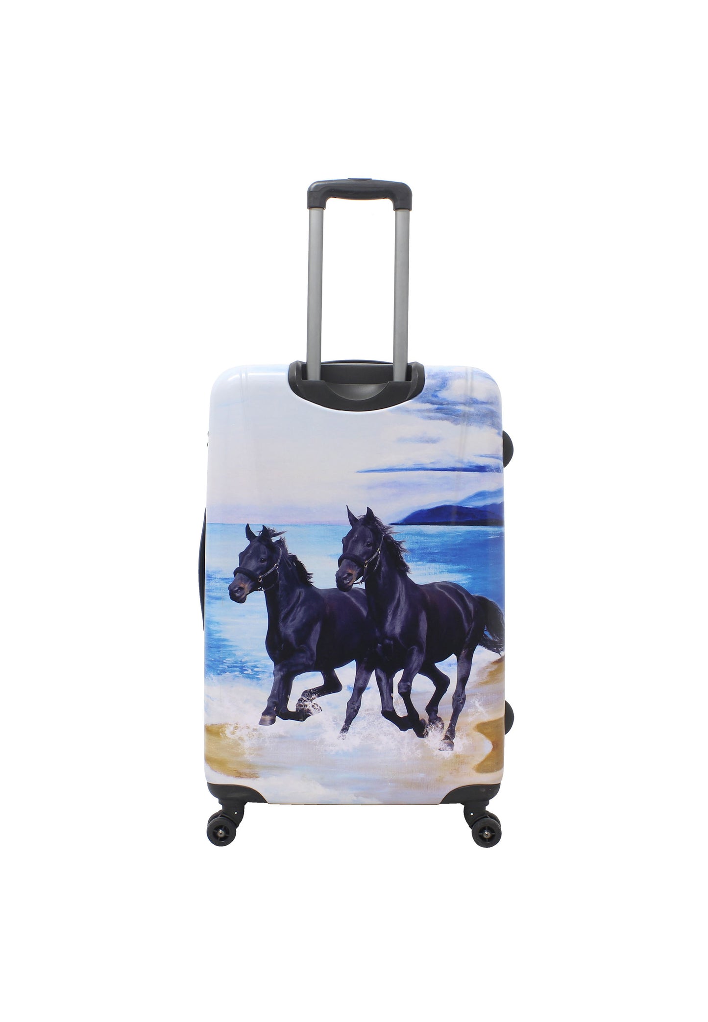 Saxoline Étui Rigide / Trolley / Valise de Voyage - 77 cm (Large) - Imprimé Cheval Noir