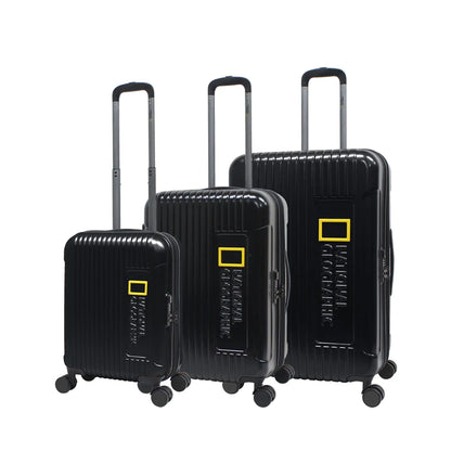 Ensemble de valises rigides National Geographic 3 pièces / ensemble de valises de voyage / ensemble de chariots - Canyon - Noir