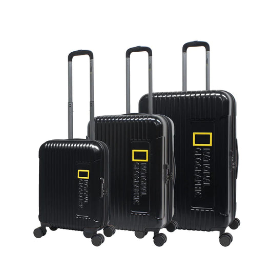 National Geographic Harde Kofferset 3-Delig / Reiskofferset / Trolleyset - Canyon - Zwart