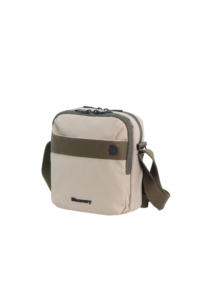 Beige schoudertasje voor portefeuiie en GSM en andere nuttige dingen.

