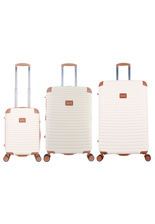 ELLE - Glam | Coffret de valises rigides / Coffret de trolley / Coffret de valises de voyage - (S/M/L) - Crème
