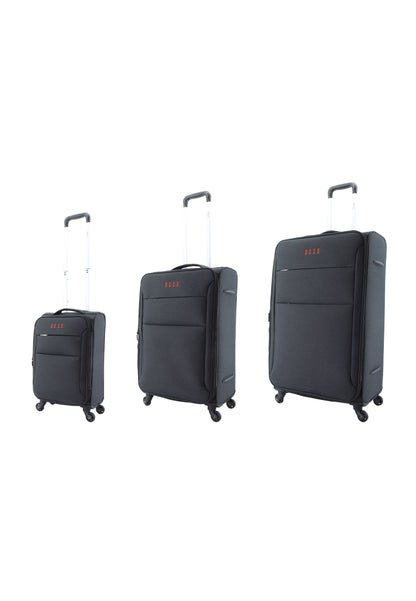 ELLE Soft Suitcase Set 3-Piece / Travel Valise Set / Trolley Set - Pledge - Noir