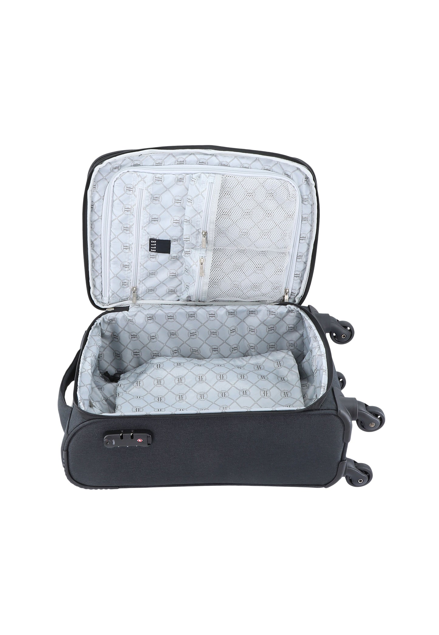 ELLE Handbagage Zachte Koffer / Trolley / Reiskoffer - 46x32x17cm - Pledge - Zwart