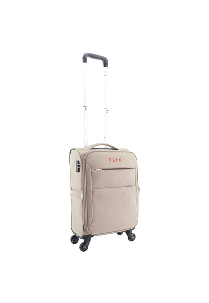 ELLE Handbagage Zachte Koffer / Trolley / Reiskoffer - 46x32x17cm - Pledge - Beige