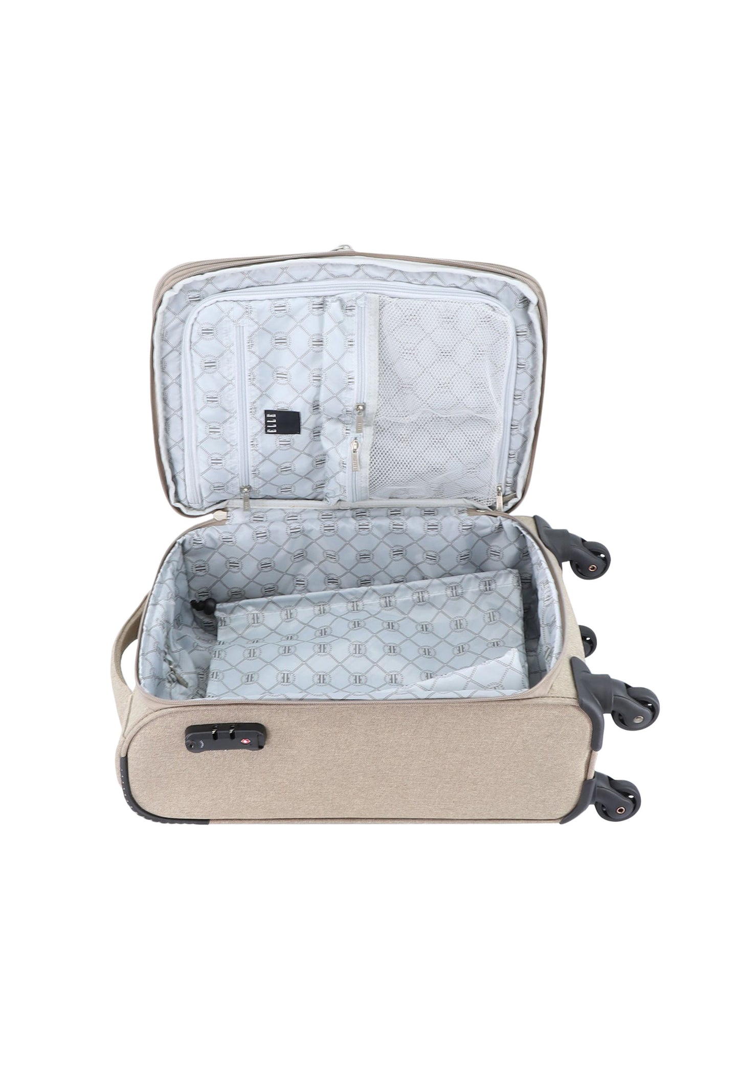 ELLE Handbagage Zachte Koffer / Trolley / Reiskoffer - 46x32x17cm - Pledge - Beige