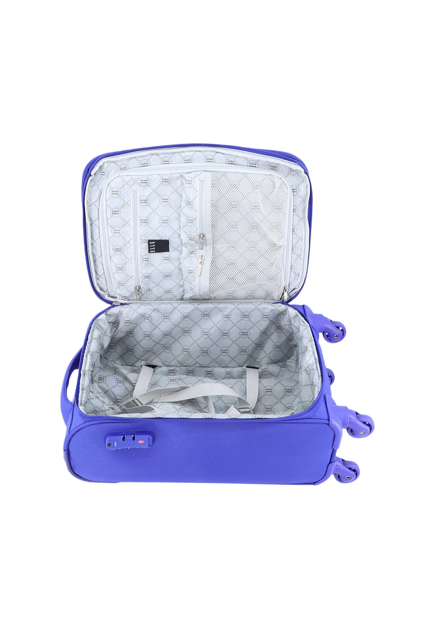 ELLE Handbagage Zachte Koffer / Trolley / Reiskoffer - 46x32x17cm - Mode - Blauw