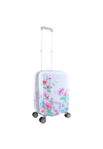 Valise rigide à main ELLE | Chariot | Valise de voyage 55x35x25 cm – Bouquet - Blanc