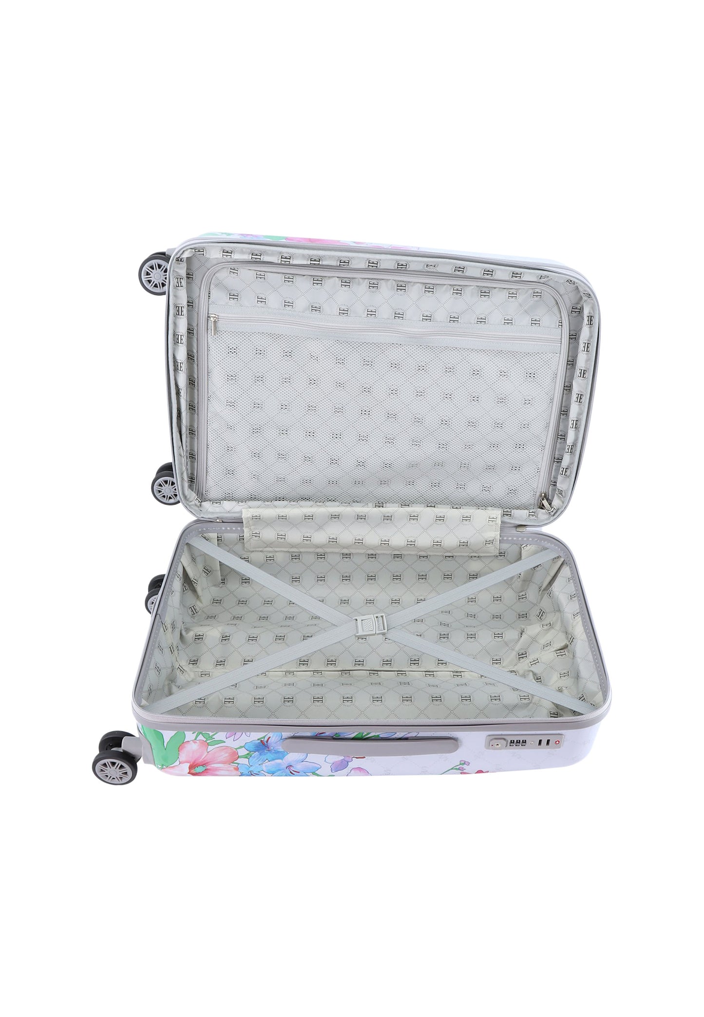 ELLE Hard Case / Trolley / Travel Case - 65 cm (Moyen) - Bouquet - Blanc