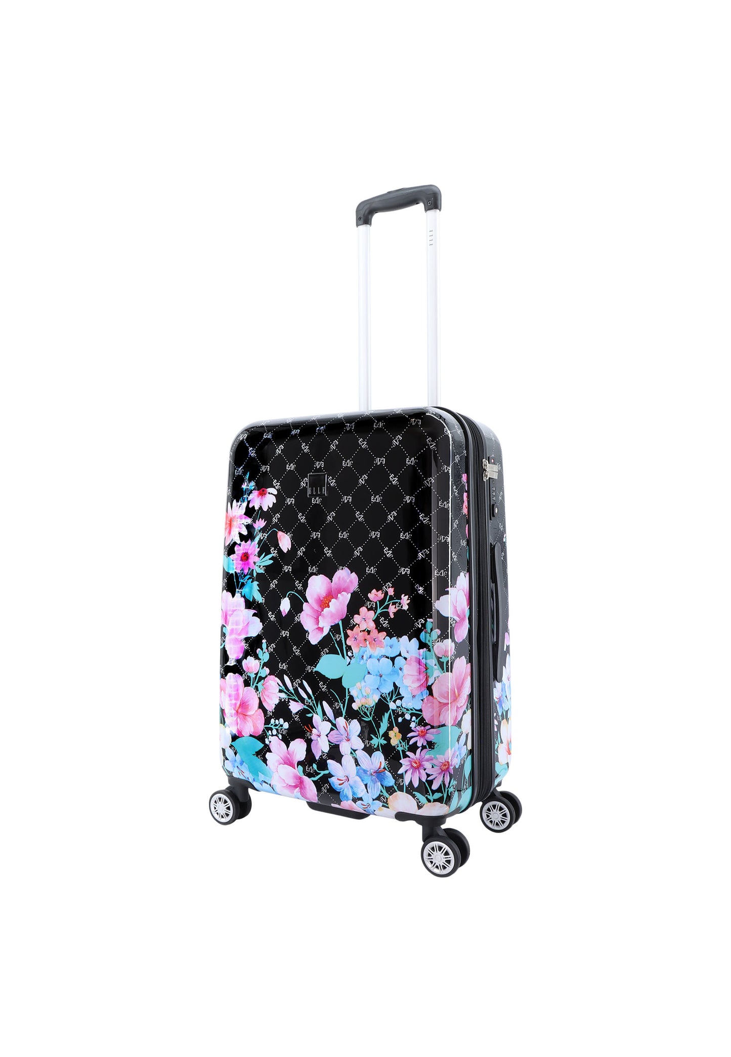 ELLE Harde Koffer / Trolley / Reiskoffer - 65 cm (Medium) - Bouquet - Zwart