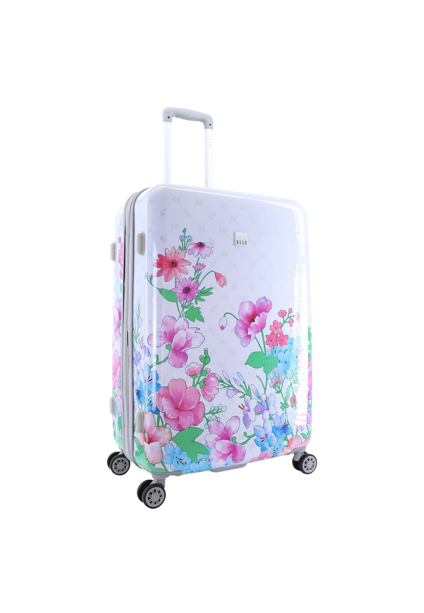 ELLE Harde Koffer / Trolley / Reiskoffer - 70 cm (Large) – Bouquet - Wit