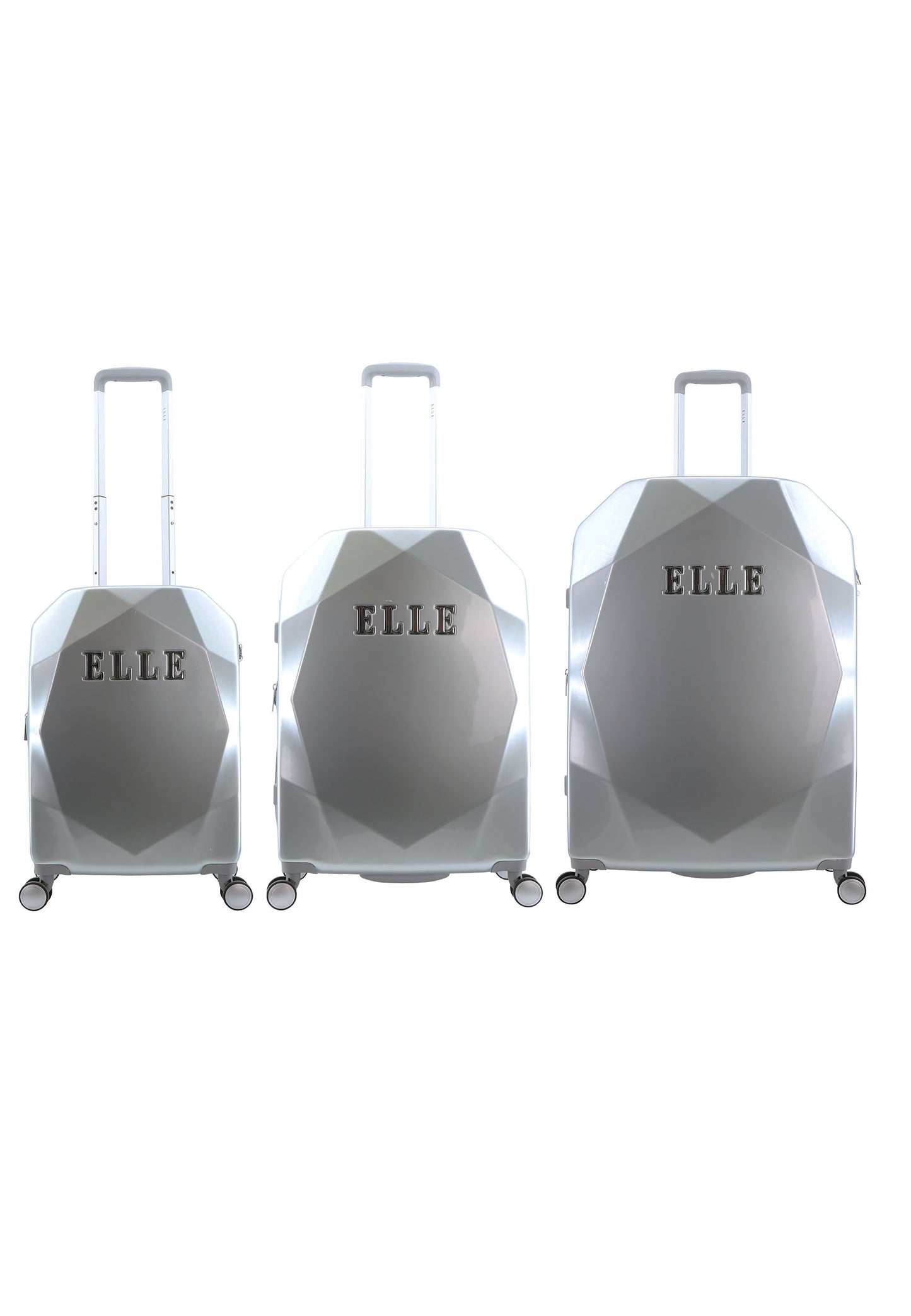 ELLE Diamond  Harde Kofferset 3-Delig / Reiskofferset / Trolleyset - Zilver