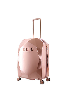 ELLE Diamond harde reiskoffer in roségoud, schuin vooraanzicht van de andere kant