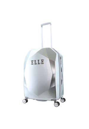 ELLE Diamond harde reiskoffer in zilver, schuin vooraanzicht