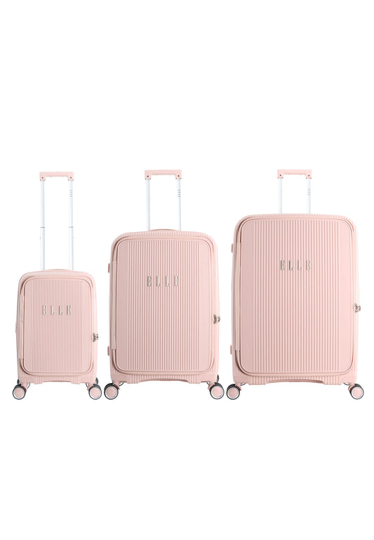 Elle Da'Vine Coffret de valises rigides / Coffret de trolley / Coffret de bagages de voyage - (S/M/L) - Rose