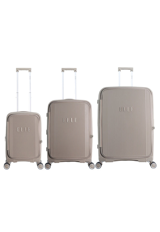 Elle Da'Vine Coffret de valises rigides / Coffret de trolley / Coffret de bagages de voyage - (S/M/L) - Marron boue