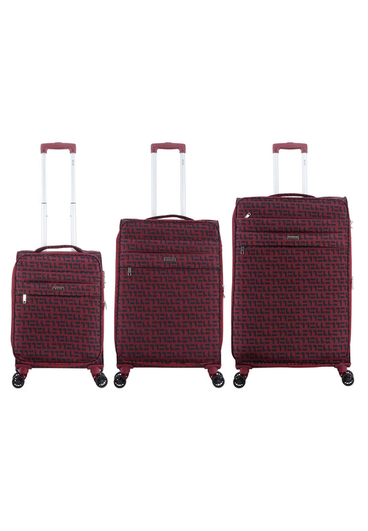 ELLE Couture Zachte Kofferset 3-Delig / Trolleyset / Reiskofferset Rood