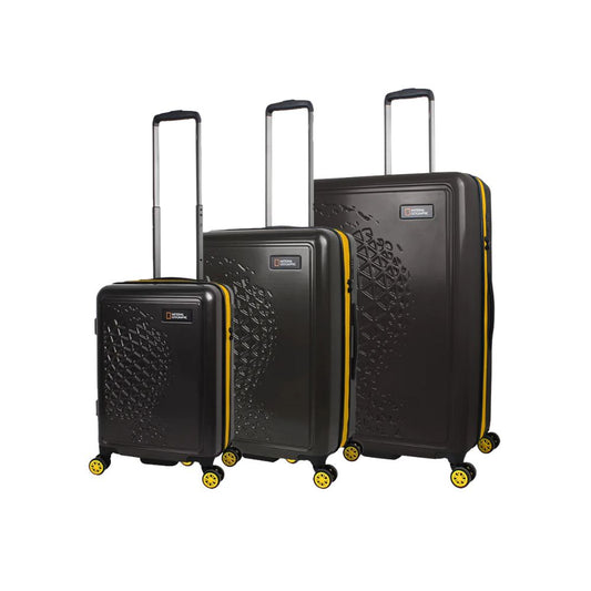 Ensemble de valises rigides National Geographic 3 pièces/ensemble de valises de voyage/ensemble de chariots - Globe - Noir