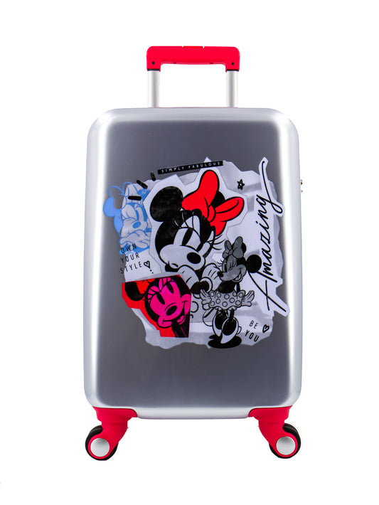 Valise enfant Disney Bagage à main / Trolley enfant / Valise de voyage enfant - 55 cm (Petit) - Trousse de toilette / Trousse offerte - Amazing Minnie Mouse - Argent