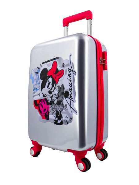 Disney Kinderkoffer Handbagage / Kindertrolley / Kinderreiskoffer - 55 cm (Small) -  Gratis toiletzak/pennenzak - Amazing Minnie Mouse - Zilver