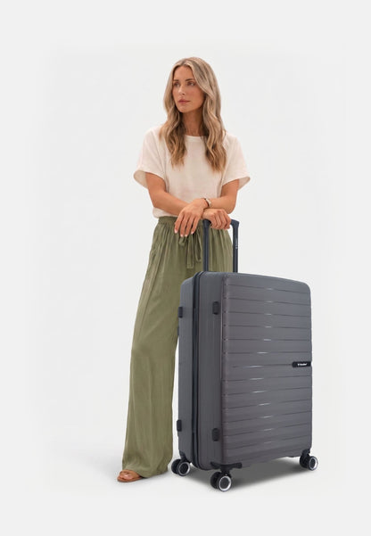 Valise rigide Saxoline « Fiesta » en polypropylène - L - 95 litres - Gris