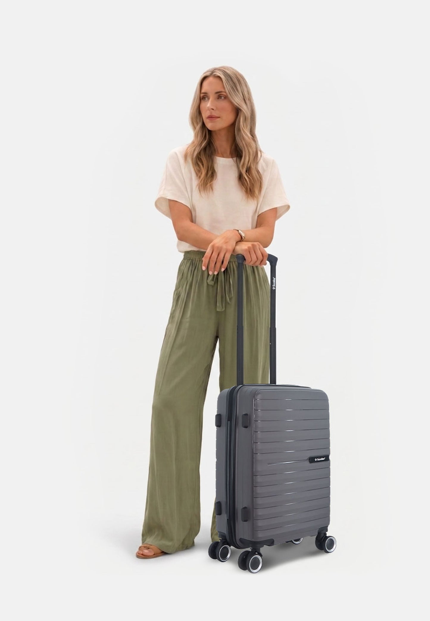 Saxoline - Fiesta | Bagage à main / Valise rigide / Valise - 33 L - Petit modèle - Gris