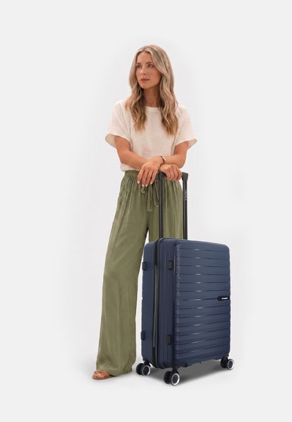 Saxoline - Fiesta | Valise rigide / Valise de voyage - 60 L - Moyenne - Bleu marine