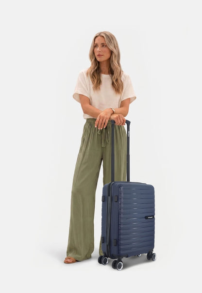 Saxoline - Fiesta | Bagage à main / Valise rigide / Valise - 33 L - Petit modèle - Bleu marine