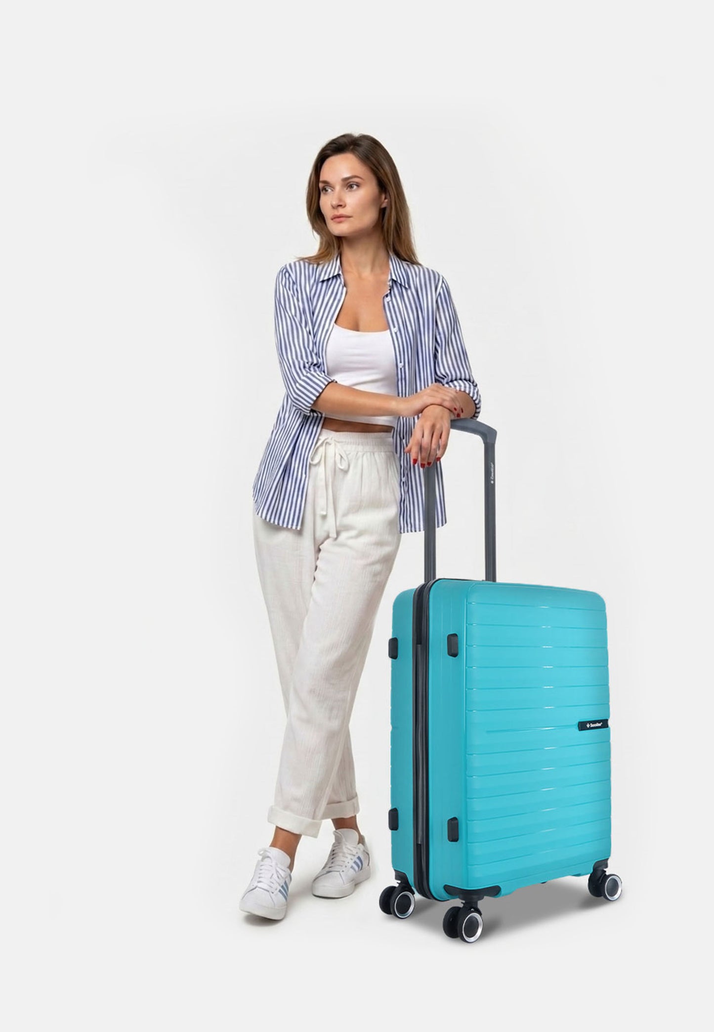 Saxoline - Fiesta | Valise rigide / Valise de voyage - 60 L - Moyenne - Turquoise