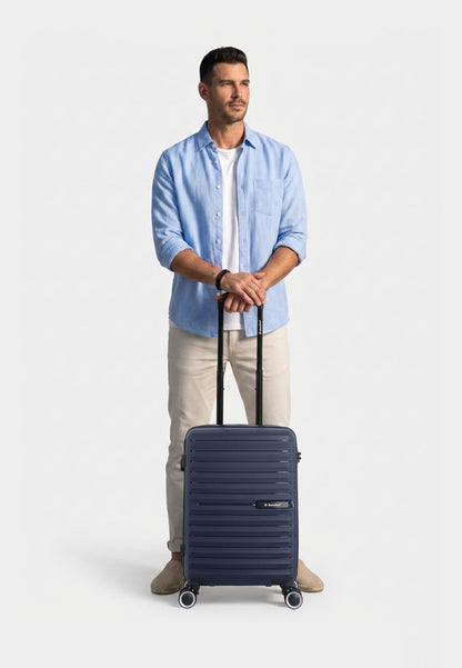 Saxoline - Fiesta | Bagage à main / Valise rigide / Valise - 33 L - Petit modèle - Bleu marine