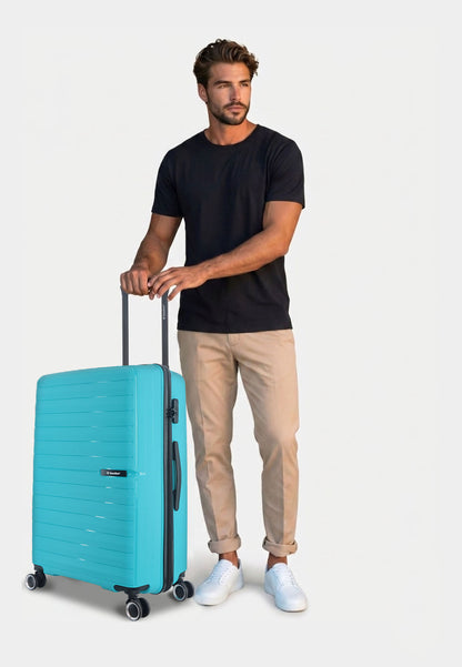 Saxoline - Fiesta | Coffret valise rigide / Valise à roulettes / Valise de voyage - P/M/L - Turquoise