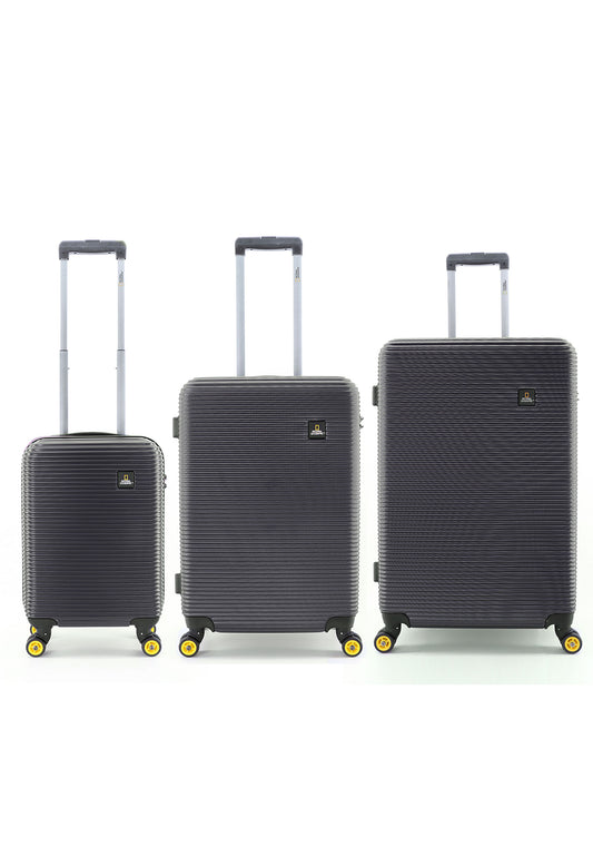 Ensemble de valises rigides National Geographic 3 pièces / ensemble de valises de voyage / ensemble de chariots - à l'étranger - noir
